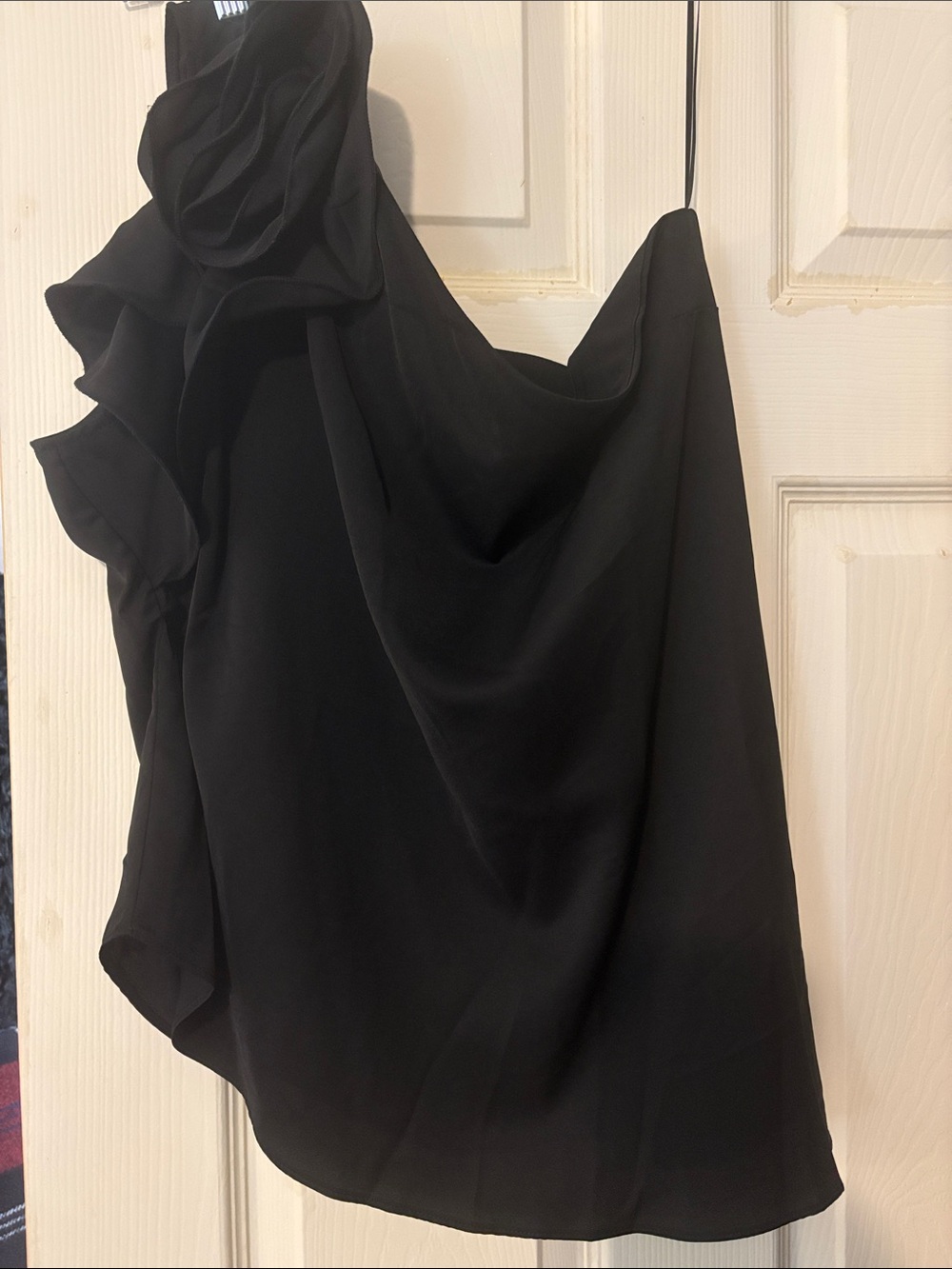 Black One-Shoulder Ruffle Blouse - Women